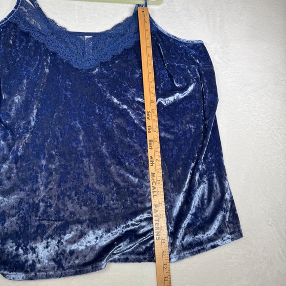 Cacique Sleep Blue Velvet Lace Trim Cami Pajama Tank Top Plus Size 26 28 - Picture 8 of 8